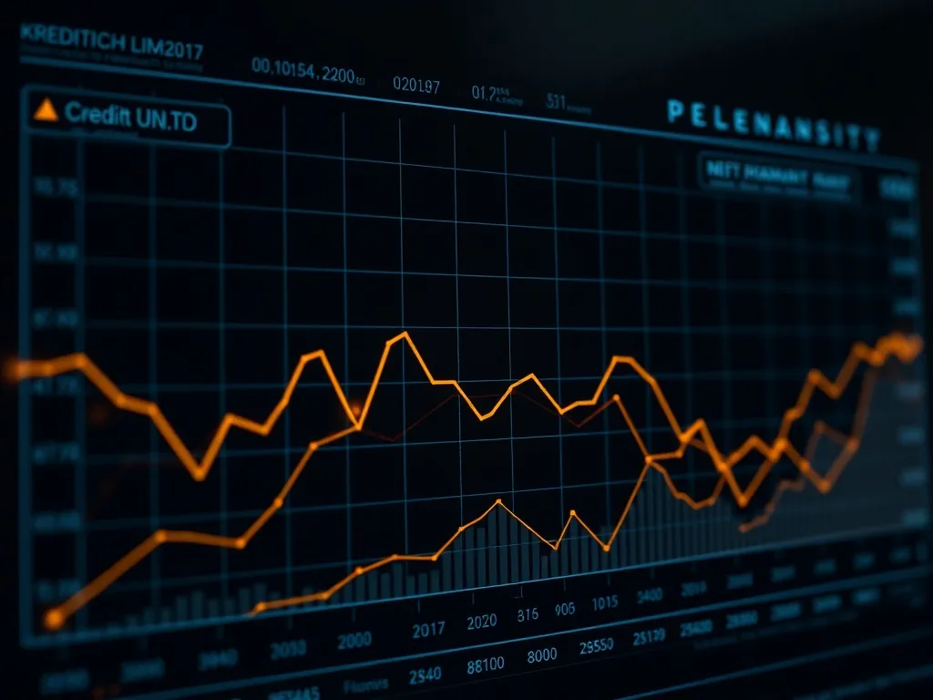 A high-tech digital interface showing financial data graphs